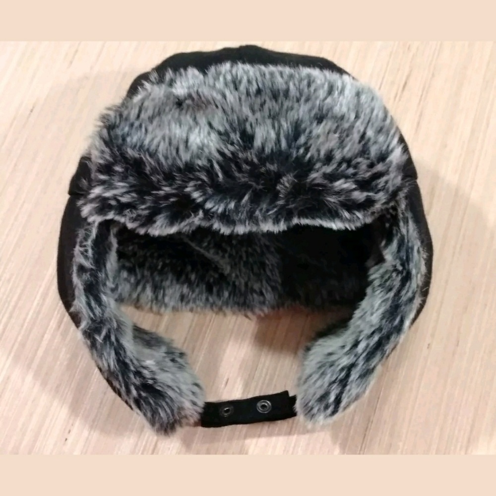 Apt.9 black faux fur unisex trapper hat size S/M